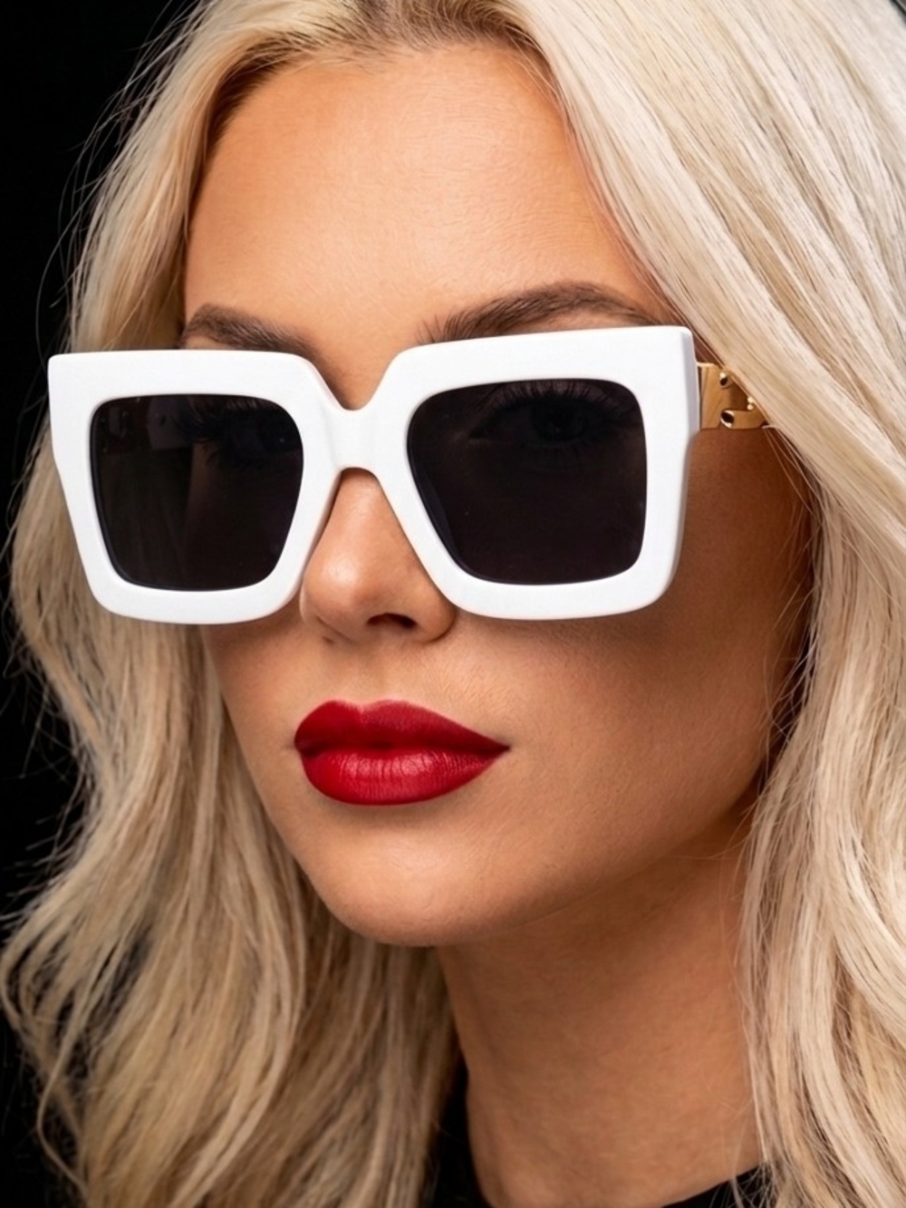 White Oversized Square Sunglasses - Designer Style